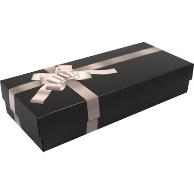 Krabička darčeková papierová luxusná ČIERNA so striebornou mašľou