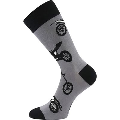 Ponožky pánske vtipné DEPATE s obrázkami MOTO 1 šedé