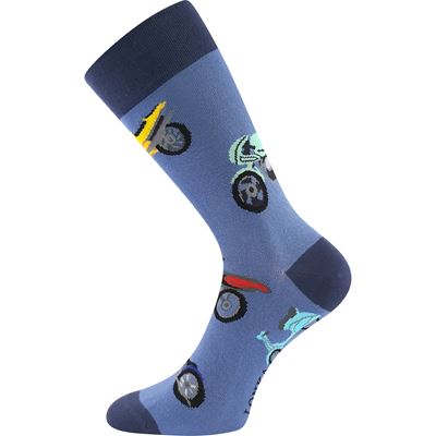 Ponožky pánske vtipné DEPATE s obrázkami MOTO 2 modré