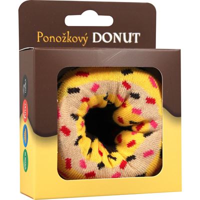 Ponožky vtipné DONUT v krabičke ŽLTÉ