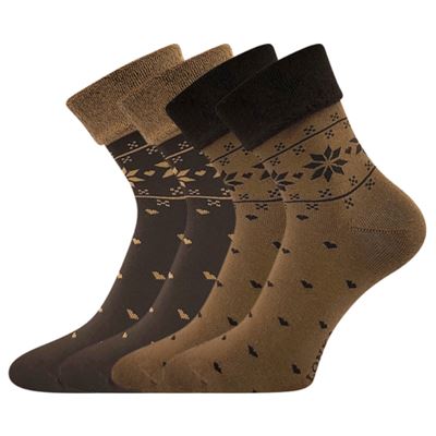 Ponožky dámske celofroté FROTANA s nórskym vzorom CAFFEE BROWN (čokoládová/hnedá) (2 páry)