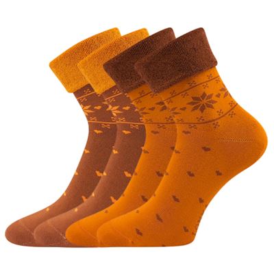 Ponožky dámske celofroté FROTANA s nórskym vzorom GINGER (hrdzavá/oranžová) (2 páry)