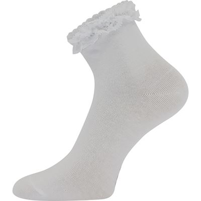 Ponožky bavlnené zdobené čipkou KRAJIK dievčenské BIELE