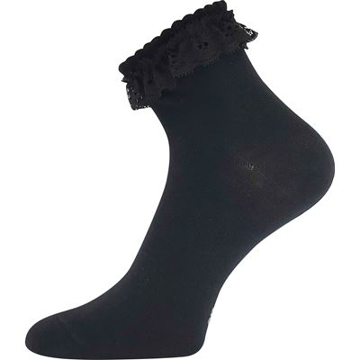 Ponožky dámske bavlnené zdobené čipkou KRAJKA čierne