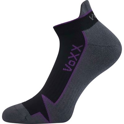 Ponožky bavlnené športové LOCATOR A čierne s fialovou