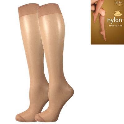 Podkolienky dámske silonkové NYLON knee-socks BEIGE (telová farba) 2 páry v balení