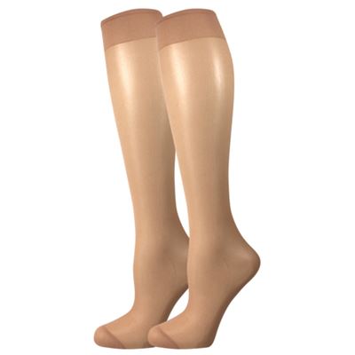 Podkolienky dámske silonkové NYLON knee-socks BEIGE (telová farba) 2 páry v balení