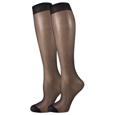 Podkolienky dámske silonkové NYLON knee-socks NERO (čierne) 2 páry v balení