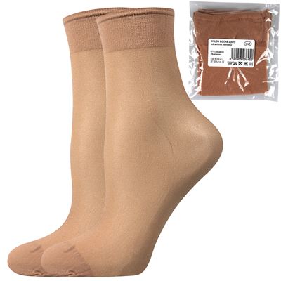Ponožky dámske silonkové NYLON socks BEIGE (telová farba) 2 páry balené iba v sáčku