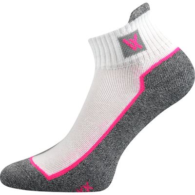 Ponožky bavlnené športové NESTY 01 biele s ružovou