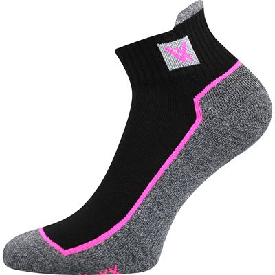 Ponožky bavlnené športové NESTY 01 čierne s ružovou