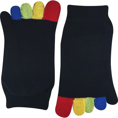 Ponožky prstové bavlnené PRSTAN 09 nízke ČIERNE s farebnými prstami