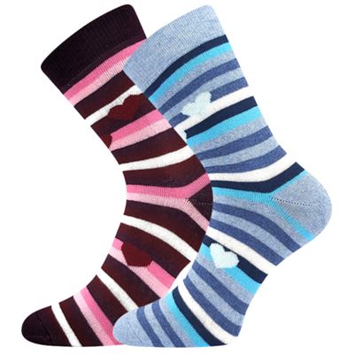Ponožky dámske celofroté PRUHANA 2 pruhované MIX A (2 páry)
