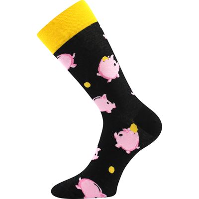 Ponožky spoločenské vtipné TWIDOR s obrázkami PRASÁTOK ako pokladnička