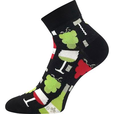 Ponožky letné pánske VÍNOXX s obrázkami VÍNA čierne